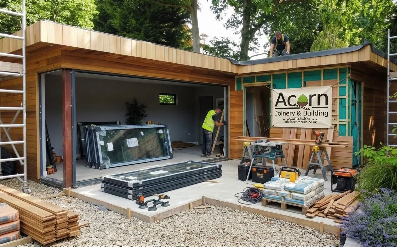 Completed garden room with covered seating