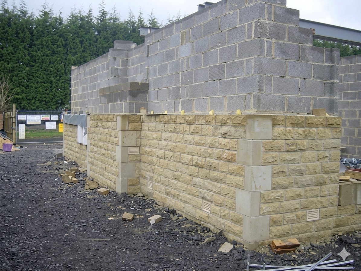 Stonework in construction..